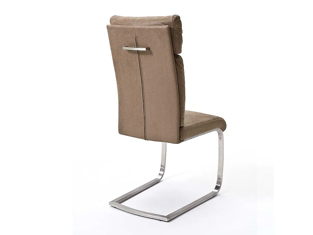 Freischwinger Set in Beige Kunstleder Edelstahl (2er Set)