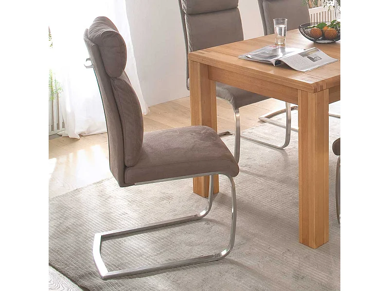 Freischwinger Set in Beige Kunstleder Edelstahl (2er Set)