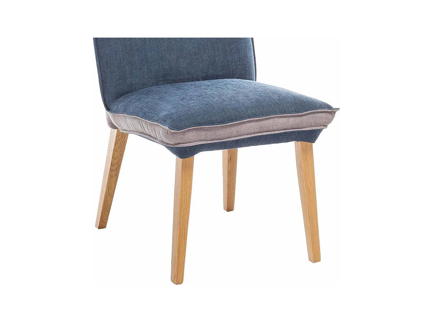 Polsterstuhl in Blau Beige Stoff Holzbeine