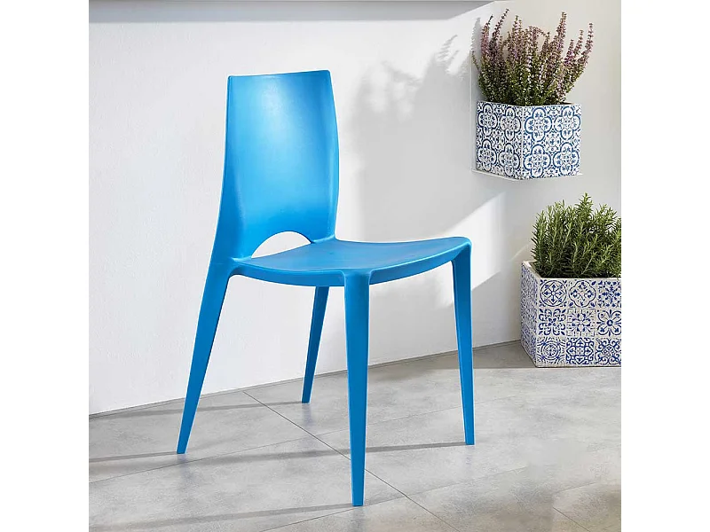 Stuhl Set aus Kunststoff Blau (4er Set)