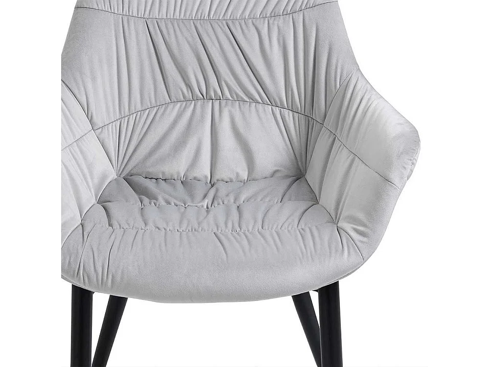 Polsterstuhl Esszimmer in Hellgrau Samt aufwendigen Steppungen