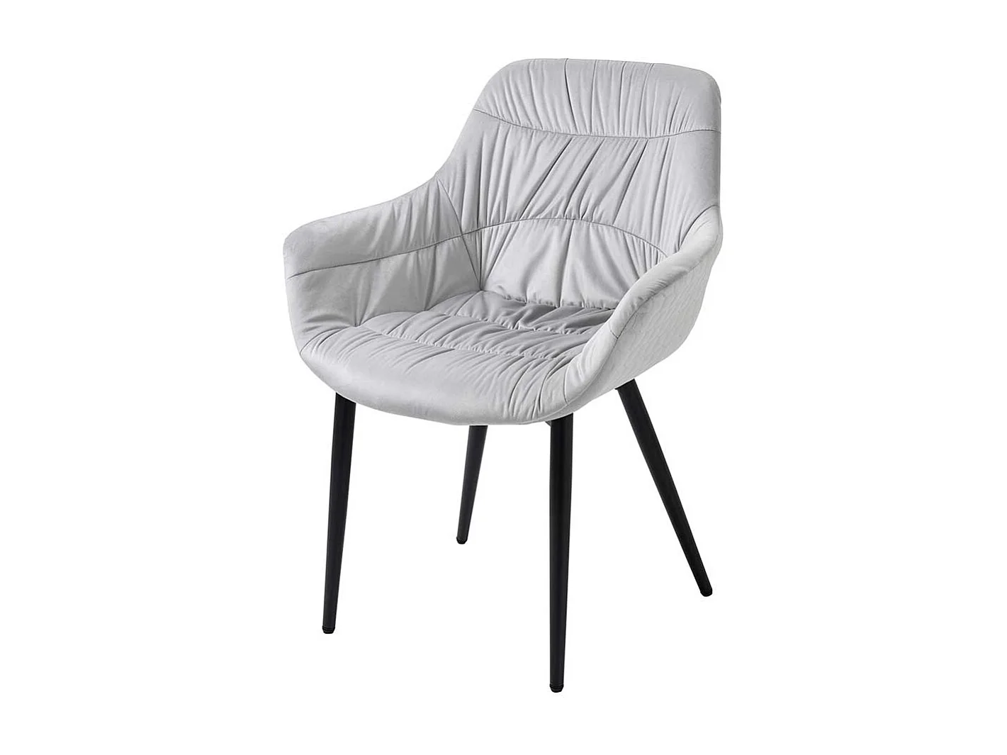 Polsterstuhl Esszimmer in Hellgrau Samt aufwendigen Steppungen