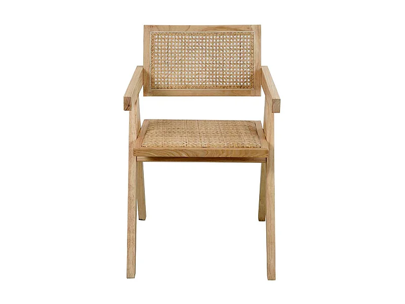 Armlehnstuhl Holz Skandi aus Massivholz Rattan Geflecht