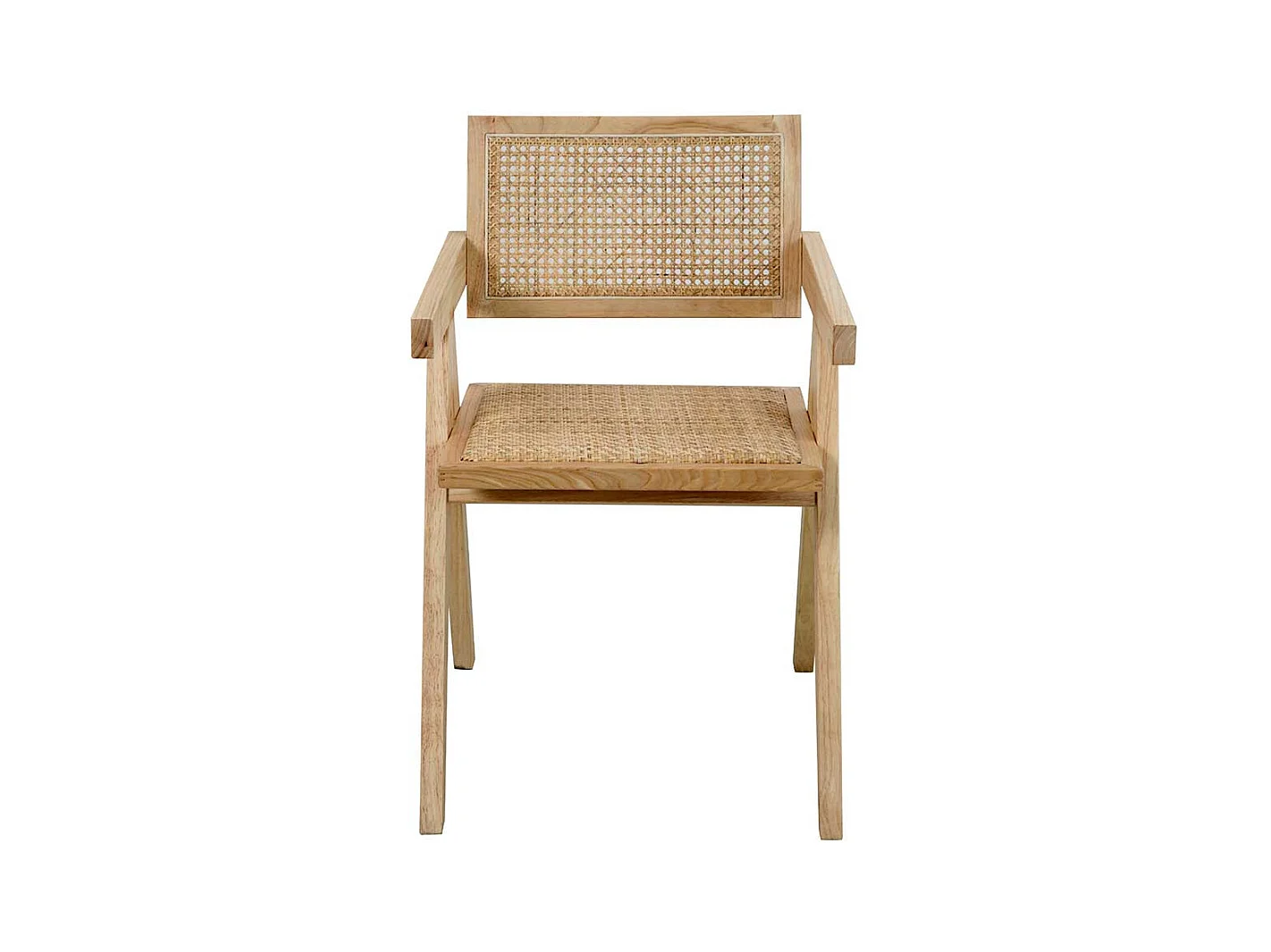 Armlehnstuhl Holz Skandi aus Massivholz Rattan Geflecht