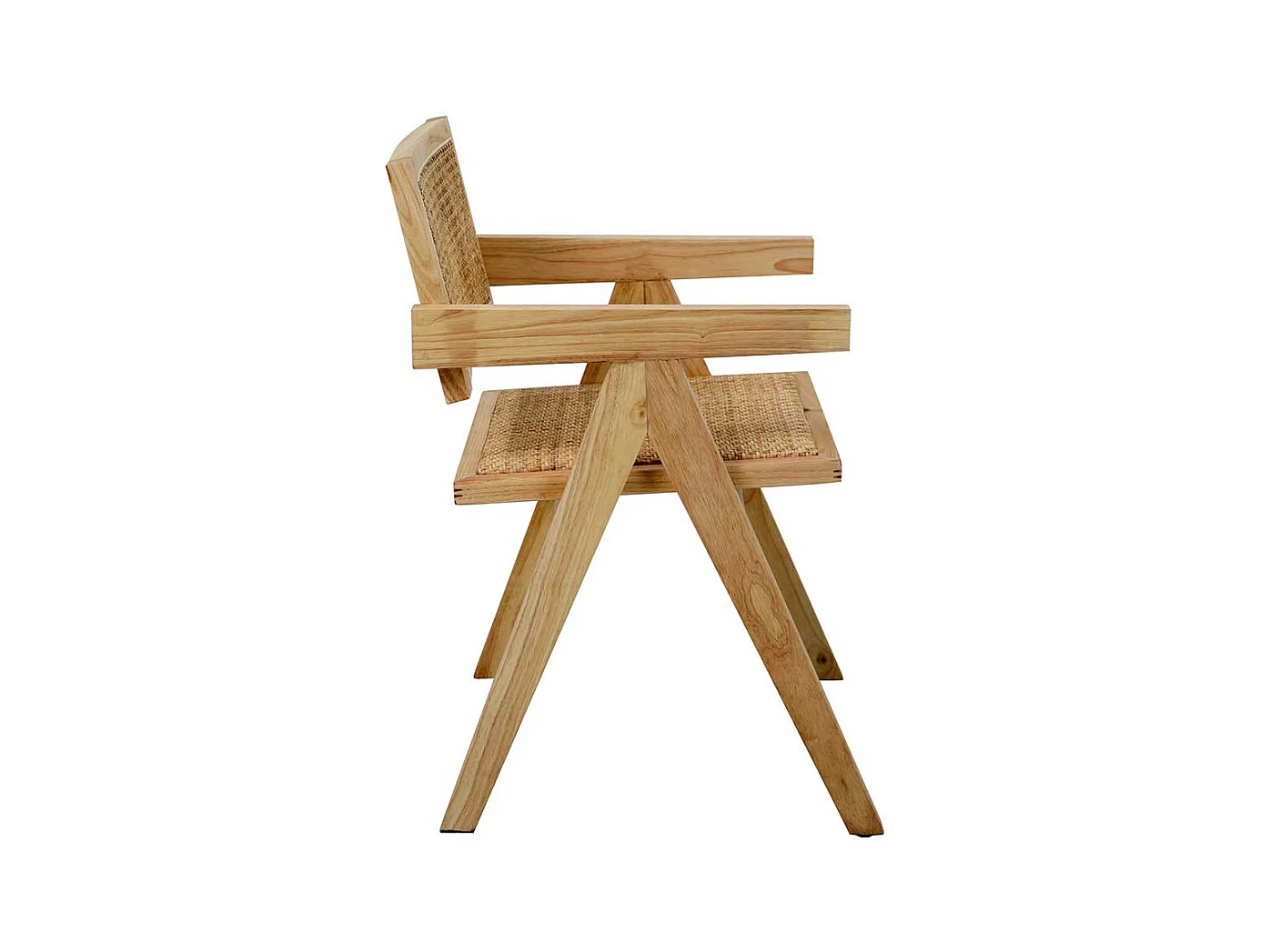 Armlehnstuhl Holz Skandi aus Massivholz Rattan Geflecht