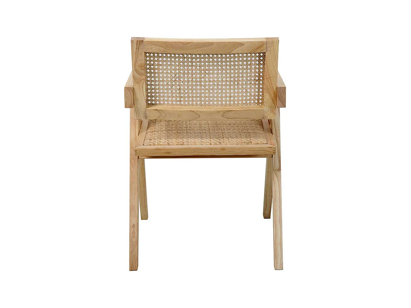 Armlehnstuhl Holz Skandi aus Massivholz Rattan Geflecht