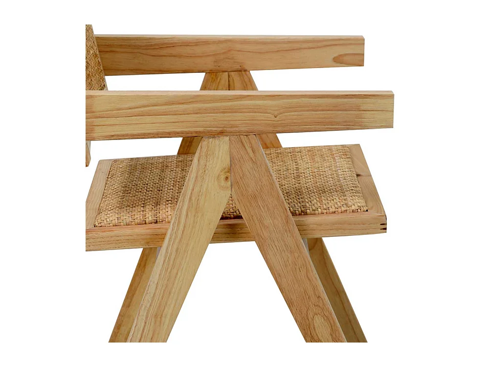Armlehnstuhl Holz Skandi aus Massivholz Rattan Geflecht