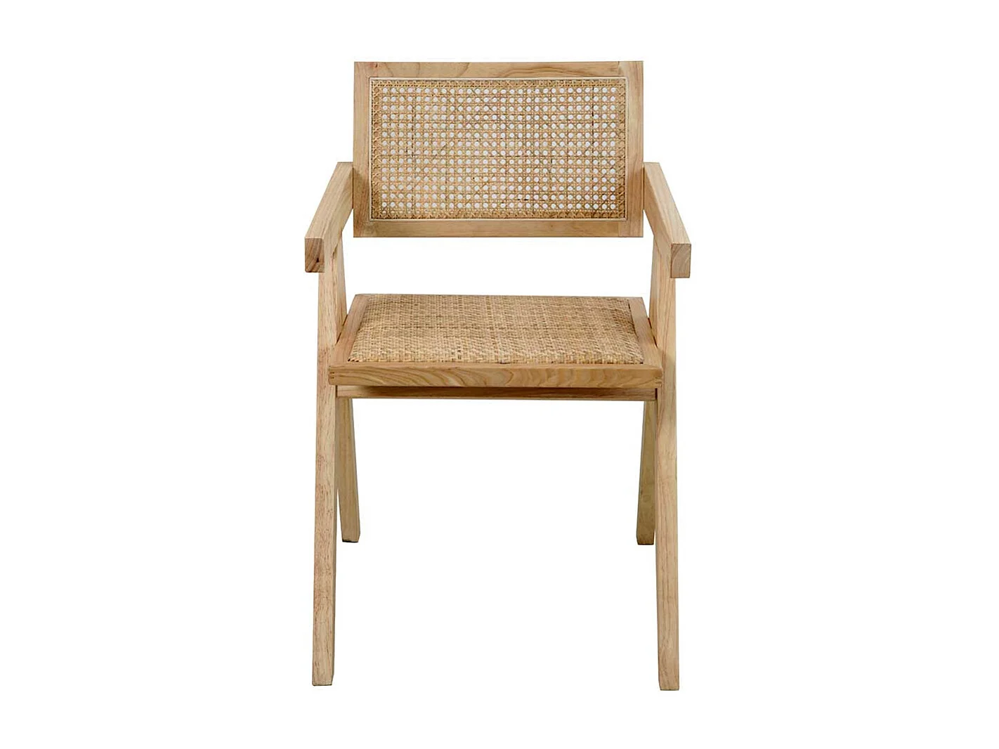 Armlehnstuhl Holz Skandi aus Massivholz Rattan Geflecht