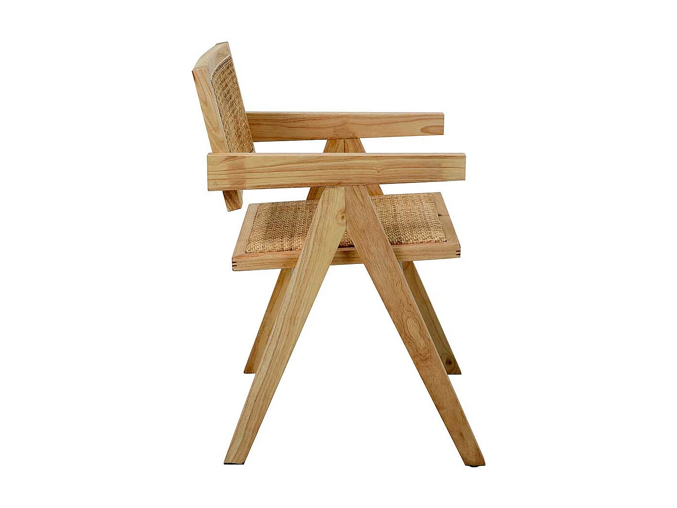 Armlehnstuhl Holz Skandi aus Massivholz Rattan Geflecht