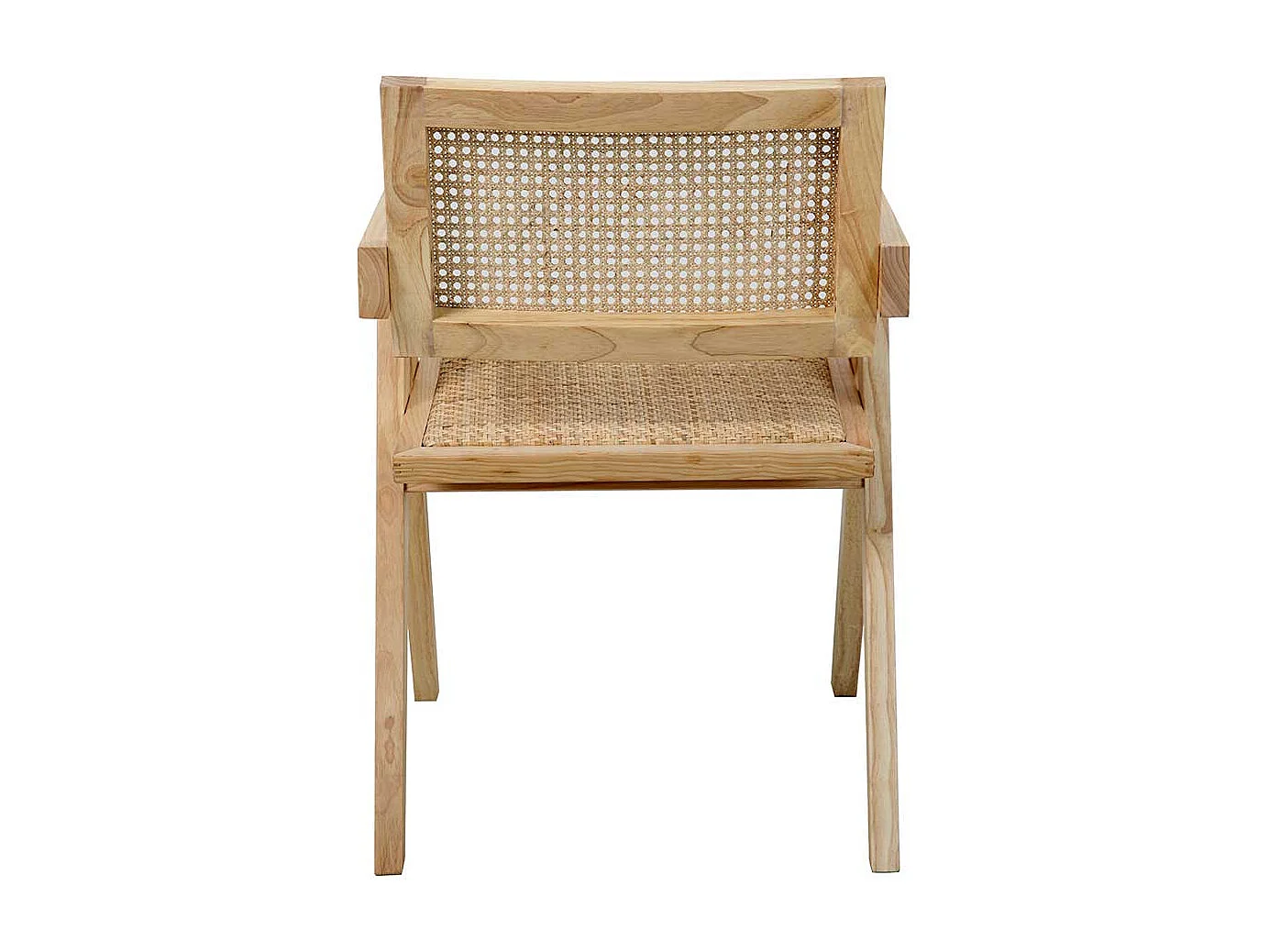 Armlehnstuhl Holz Skandi aus Massivholz Rattan Geflecht