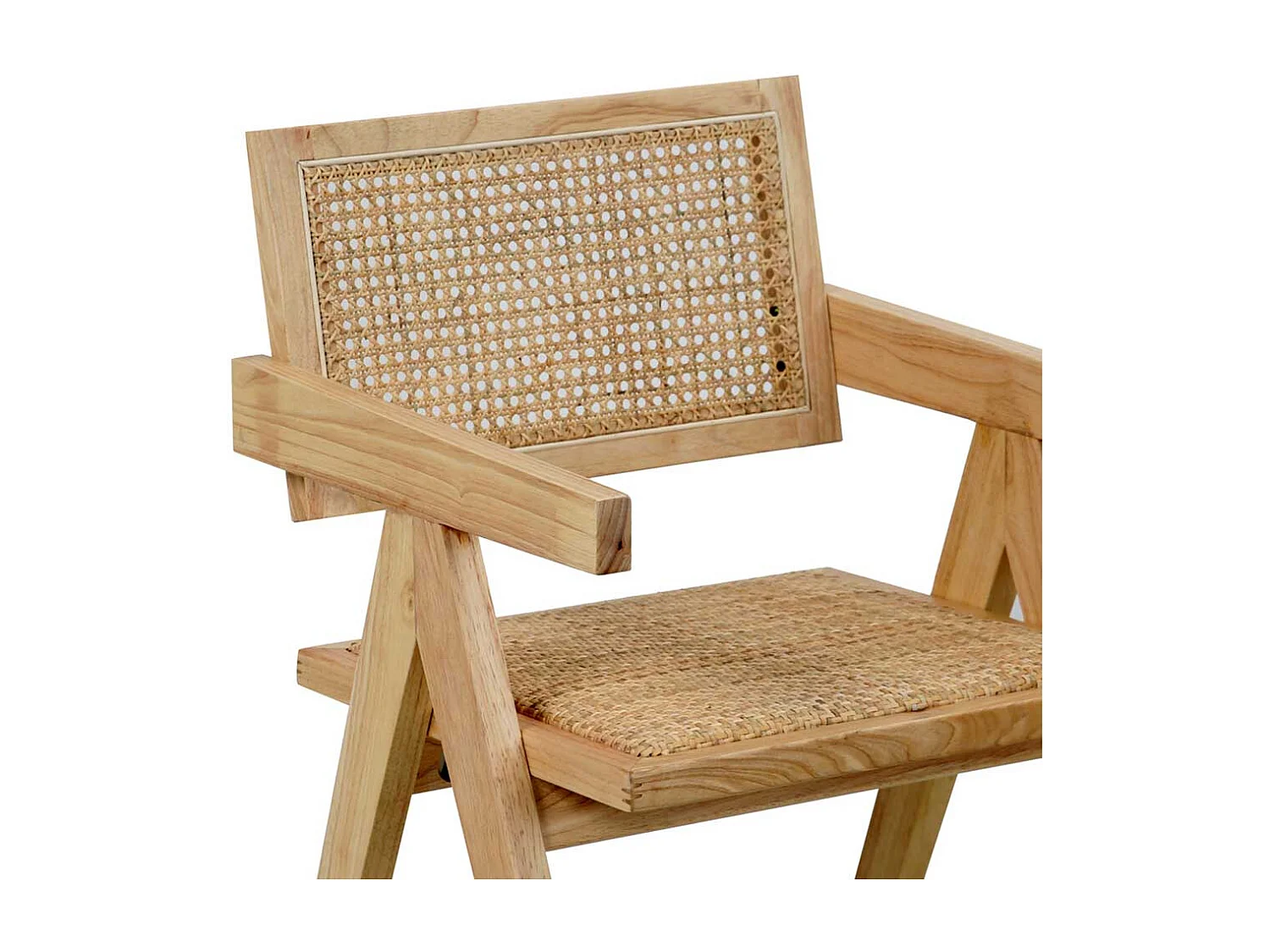 Armlehnstuhl Holz Skandi aus Massivholz Rattan Geflecht