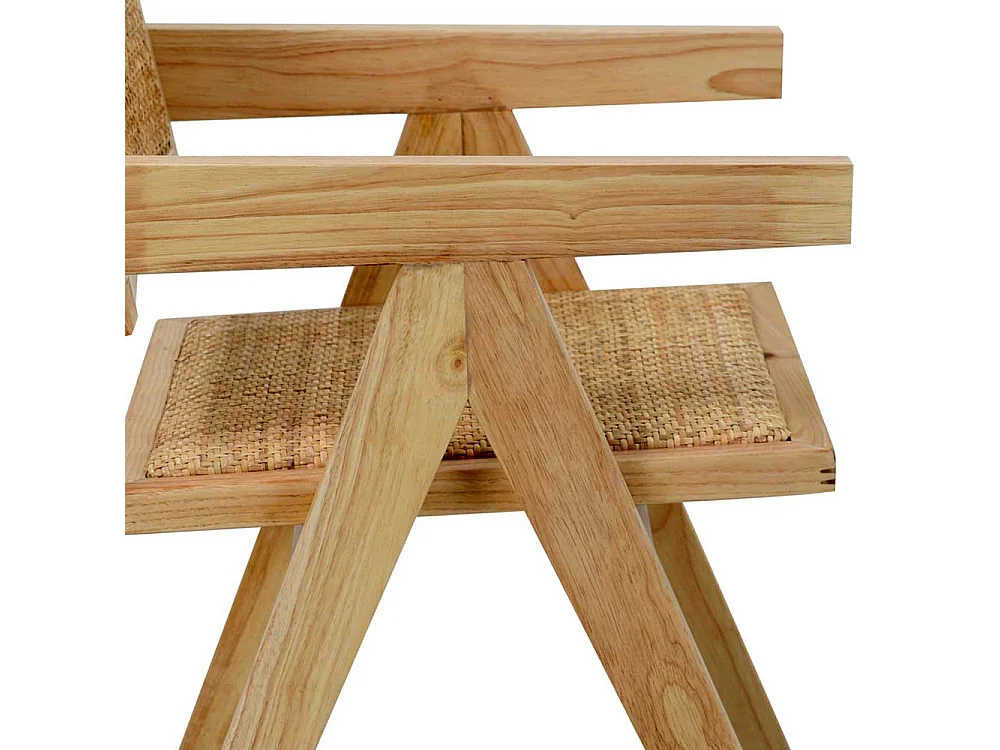 Armlehnstuhl Holz Skandi aus Massivholz Rattan Geflecht