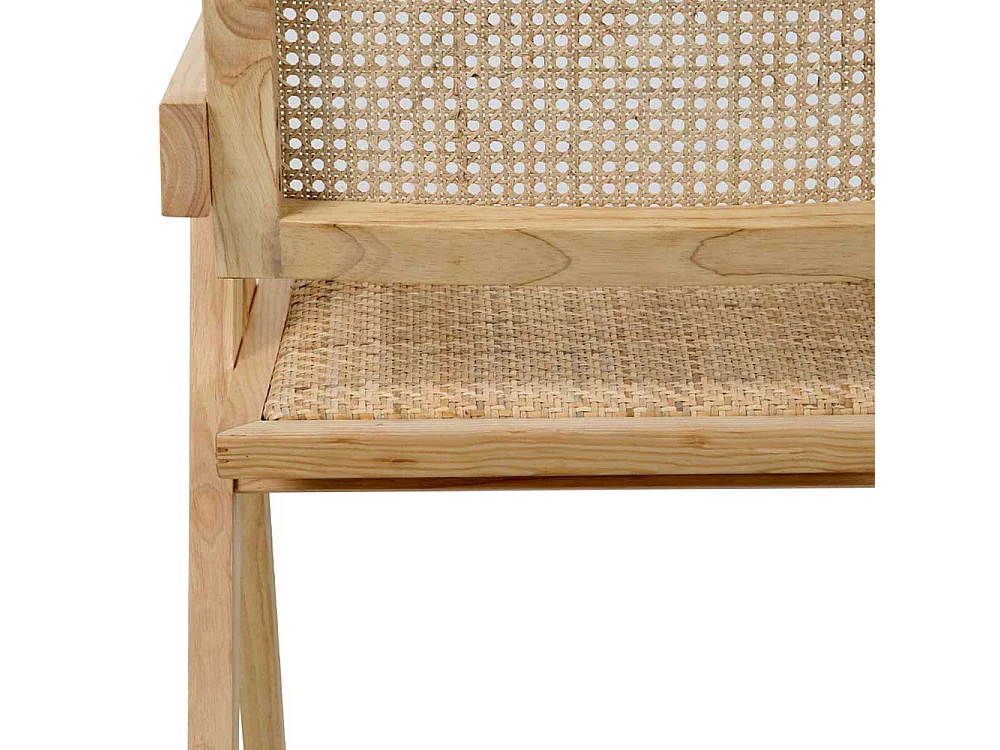 Armlehnstuhl Holz Skandi aus Massivholz Rattan Geflecht