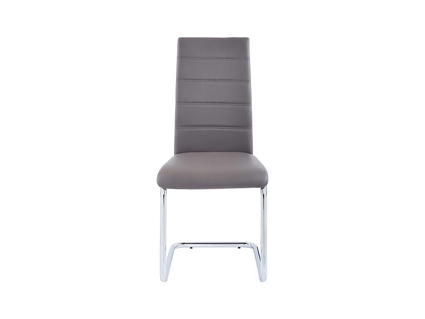 Esszimmer Freischwinger in Hellbraun Kunstleder verchromtem Metall (Set)