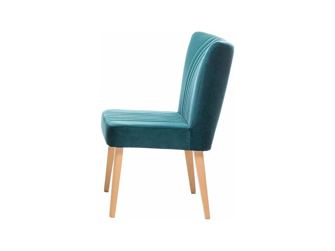 Esszimmerstuhl im Mid Century Design Petrol Stoff