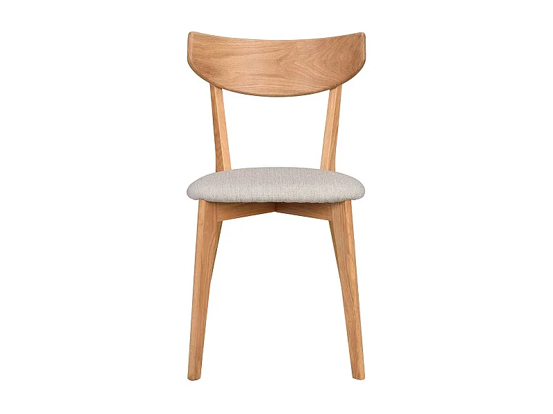 Skandi Küchenstühle aus Eiche Massivholz Webstoff Beigegrau (2er Set)