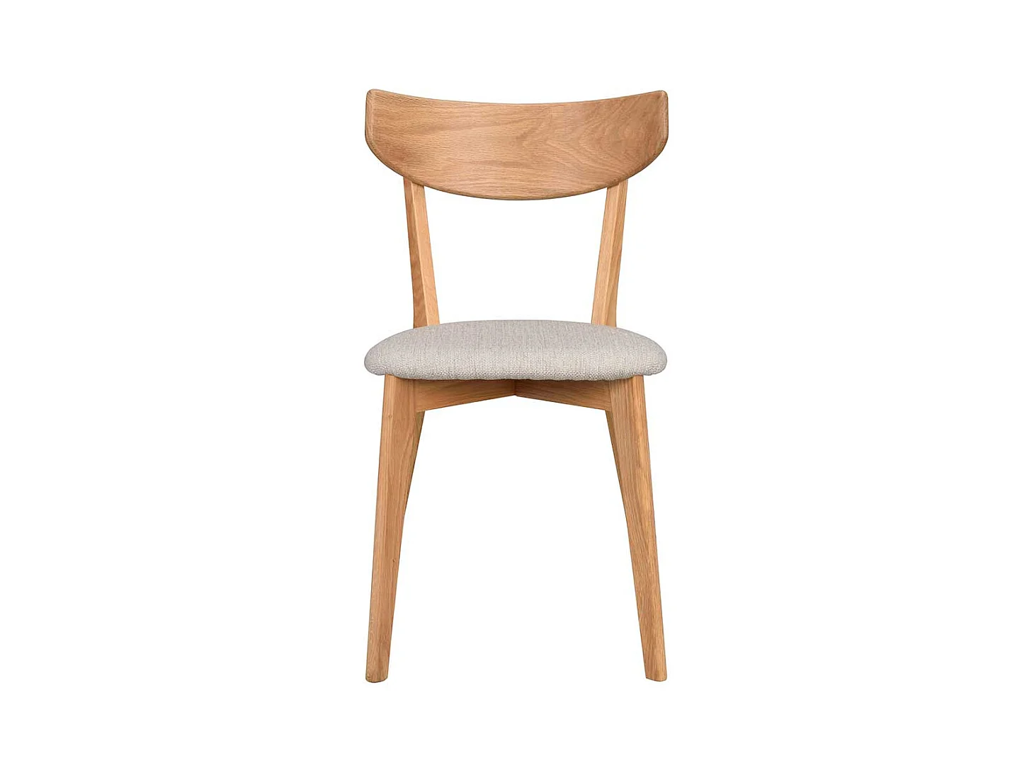 Skandi Küchenstühle aus Eiche Massivholz Webstoff Beigegrau (2er Set)