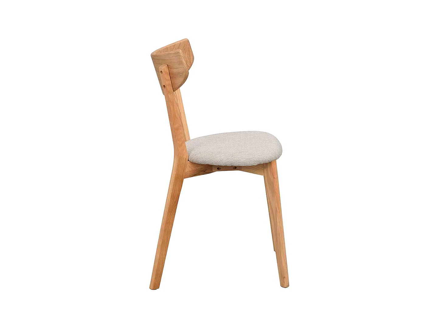 Skandi Küchenstühle aus Eiche Massivholz Webstoff Beigegrau (2er Set)