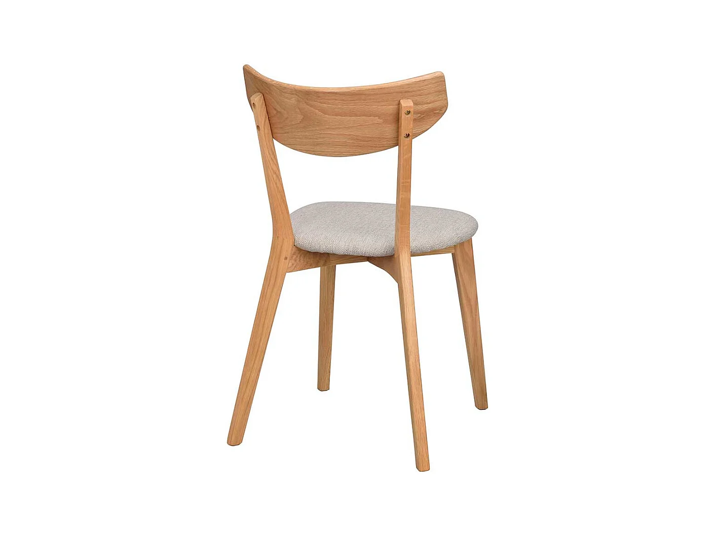 Skandi Küchenstühle aus Eiche Massivholz Webstoff Beigegrau (2er Set)