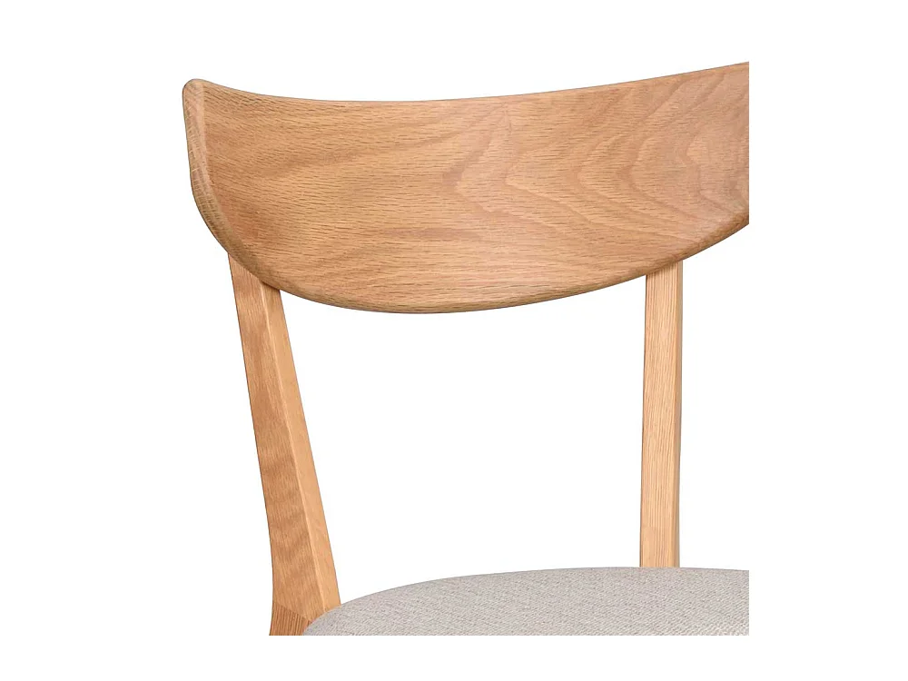 Skandi Küchenstühle aus Eiche Massivholz Webstoff Beigegrau (2er Set)