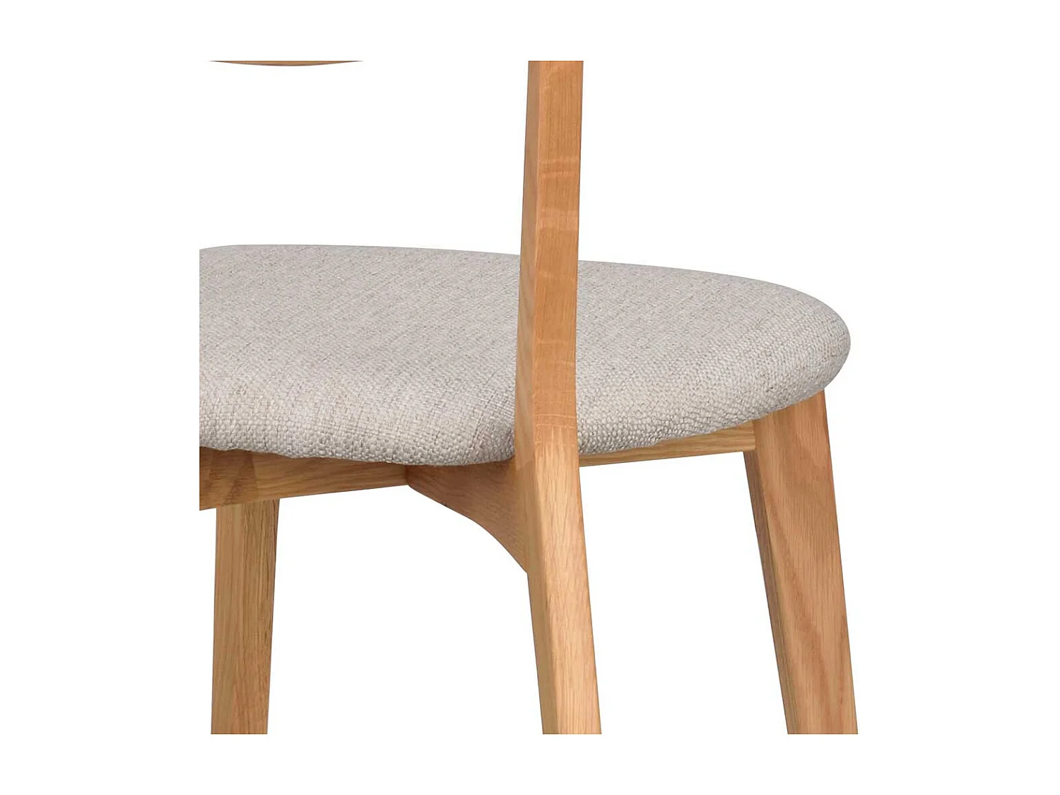 Skandi Küchenstühle aus Eiche Massivholz Webstoff Beigegrau (2er Set)