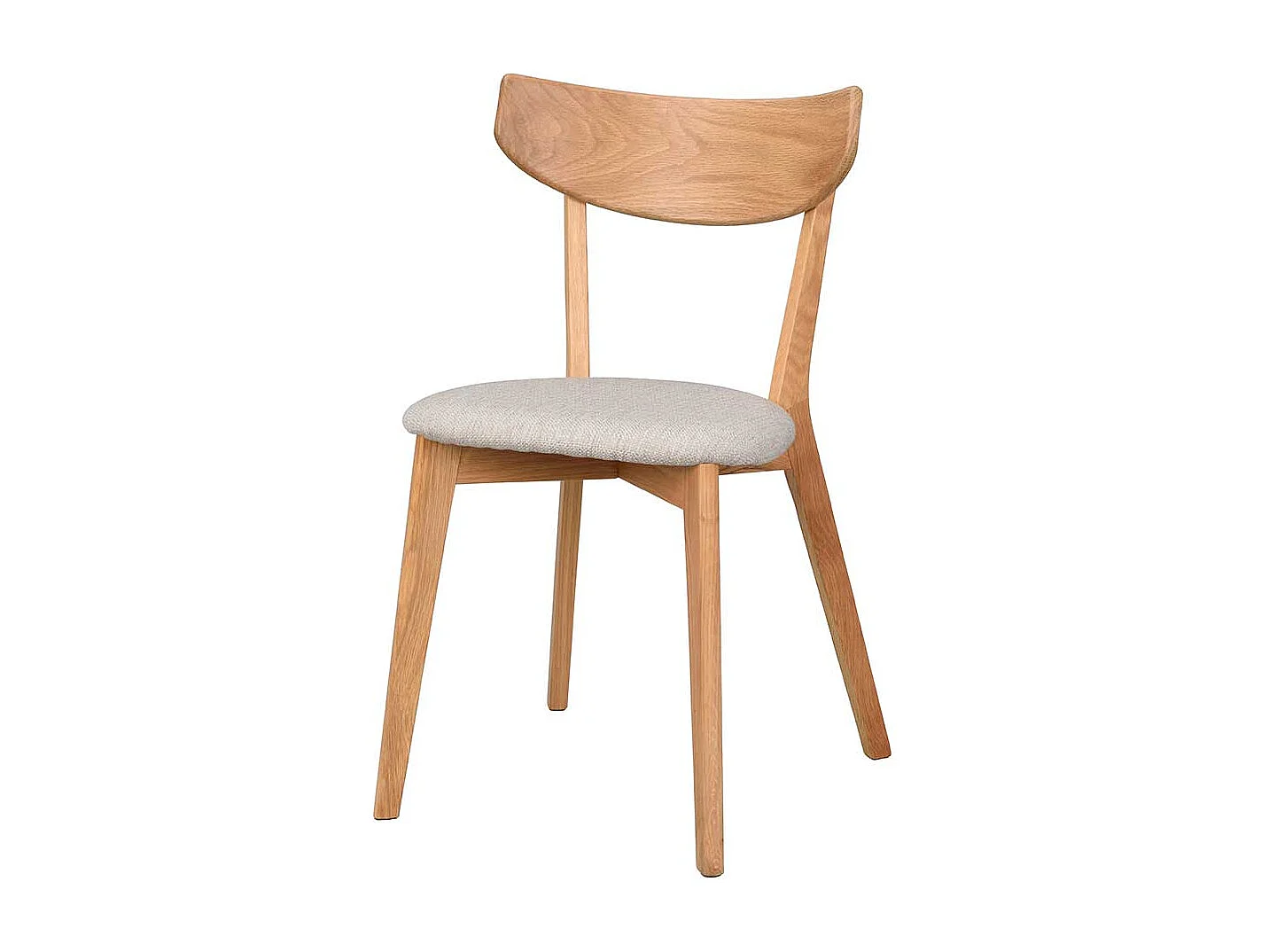 Skandi Küchenstühle aus Eiche Massivholz Webstoff Beigegrau (2er Set)