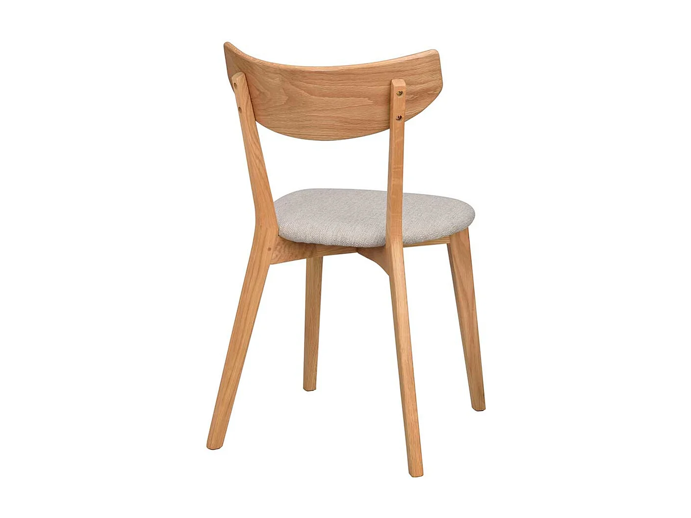 Skandi Küchenstühle aus Eiche Massivholz Webstoff Beigegrau (2er Set)