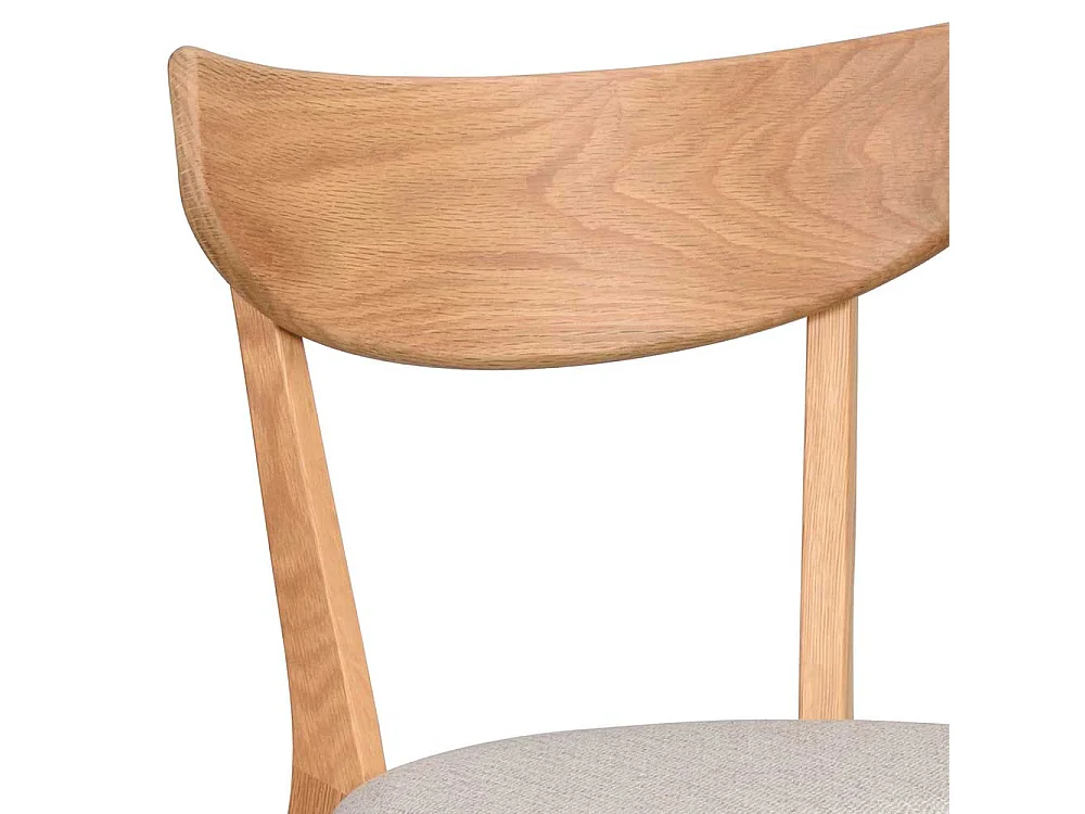 Skandi Küchenstühle aus Eiche Massivholz Webstoff Beigegrau (2er Set)