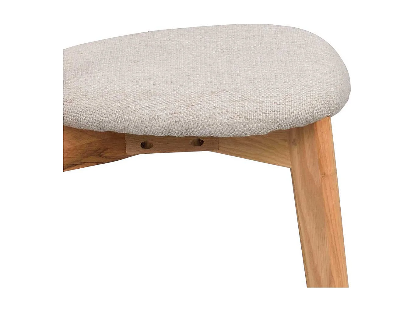 Skandi Küchenstühle aus Eiche Massivholz Webstoff Beigegrau (2er Set)