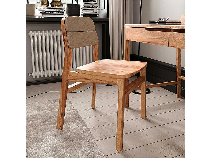 Esszimmerstuhl Stuhl Esszimmer mit gepolsterter Rückenlehne aus Massivholz (2er Set)