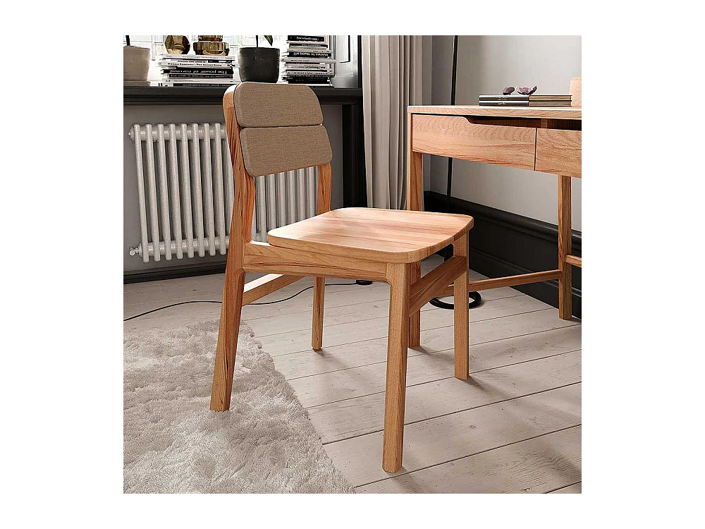 Esszimmerstuhl Stuhl Esszimmer mit gepolsterter Rückenlehne aus Massivholz (2er Set)