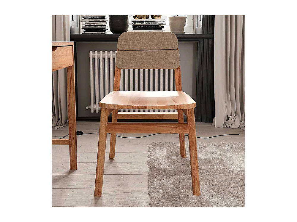 Esszimmerstuhl Stuhl Esszimmer mit gepolsterter Rückenlehne aus Massivholz (2er Set)