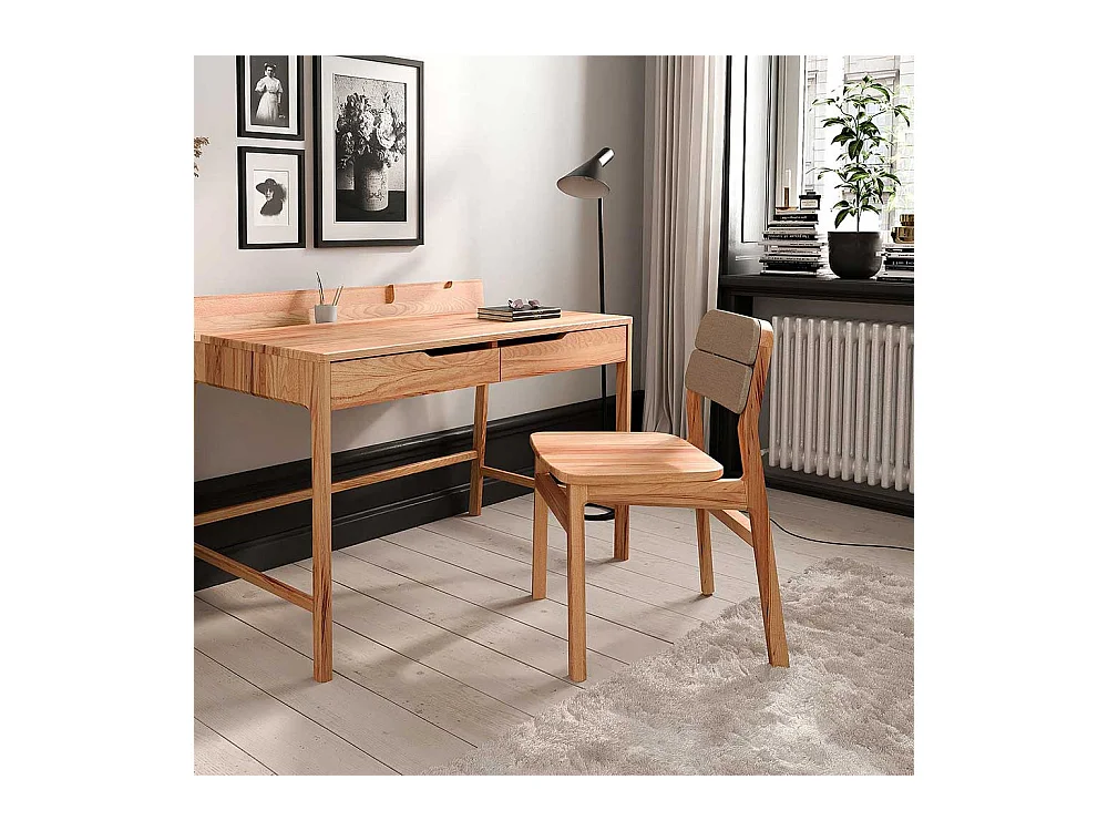 Esszimmerstuhl Stuhl Esszimmer mit gepolsterter Rückenlehne aus Massivholz (2er Set)