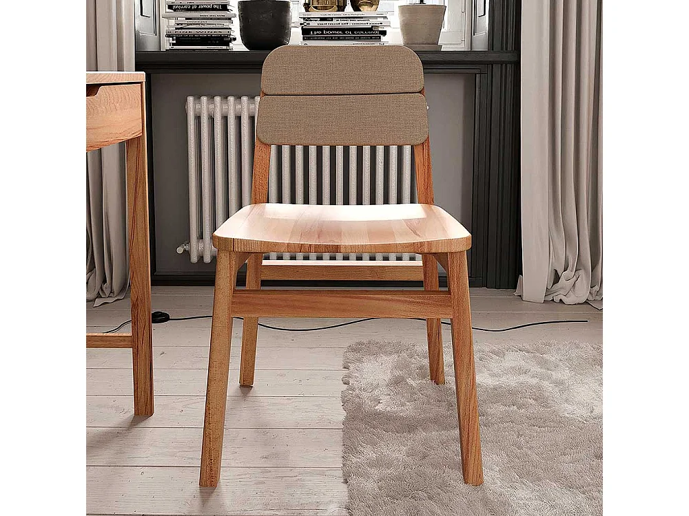 Esszimmerstuhl Stuhl Esszimmer mit gepolsterter Rückenlehne aus Massivholz (2er Set)