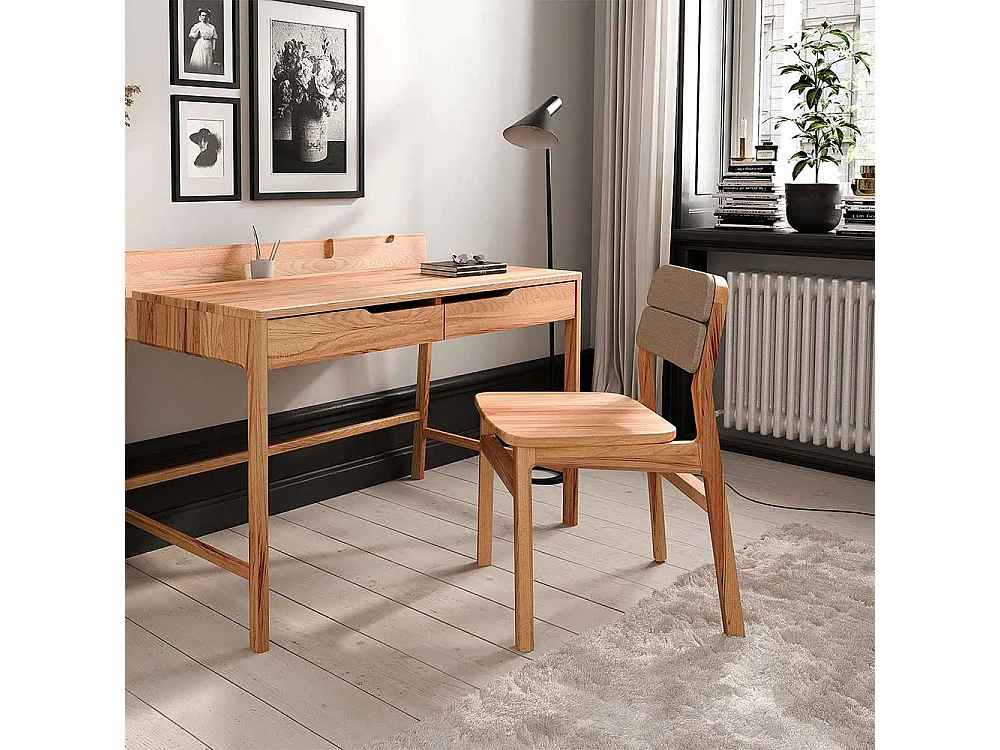 Esszimmerstuhl Stuhl Esszimmer mit gepolsterter Rückenlehne aus Massivholz (2er Set)