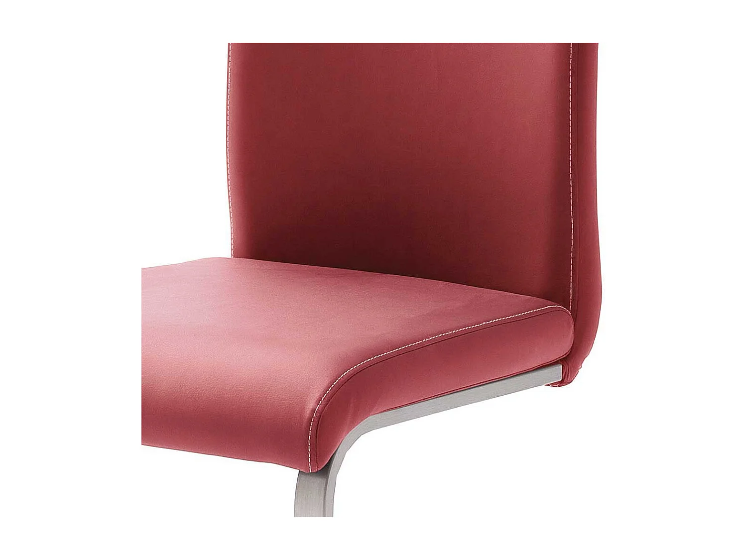 Freischwingerstuhl Set in Rot Kunstleder Edelstahl (4er Set)