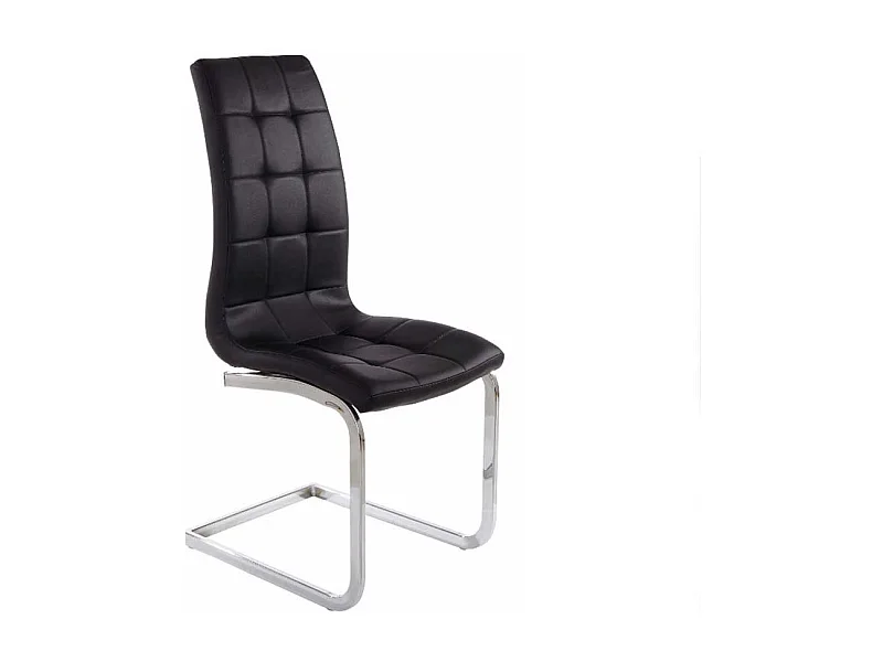 Schwingstühle in Schwarz Kunstleder verchromtem Metallgestell (Set)