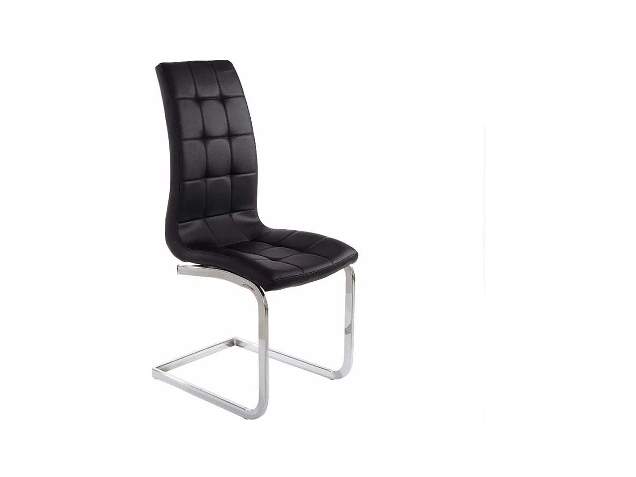 Schwingstühle in Schwarz Kunstleder verchromtem Metallgestell (Set)