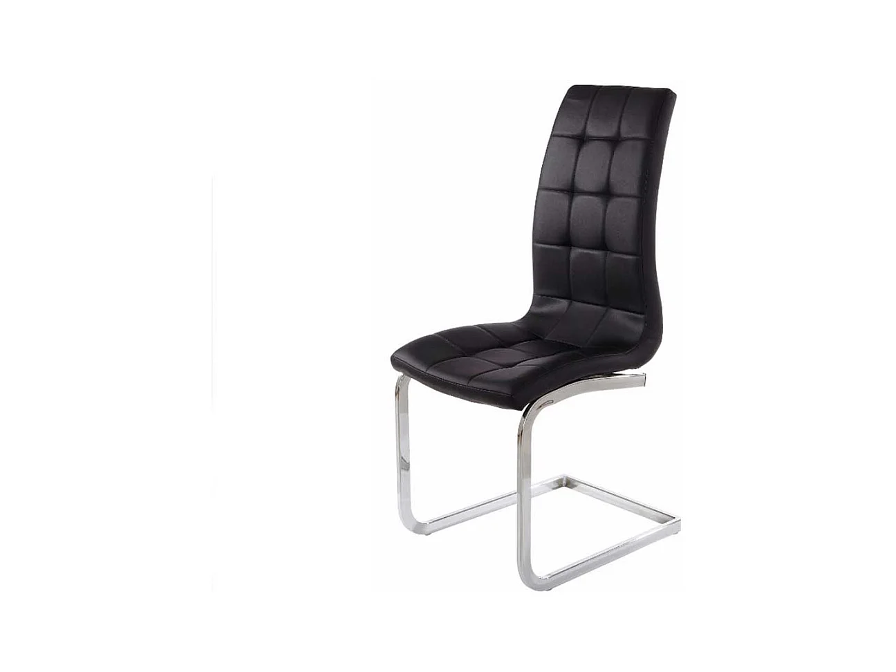 Schwingstühle in Schwarz Kunstleder verchromtem Metallgestell (Set)