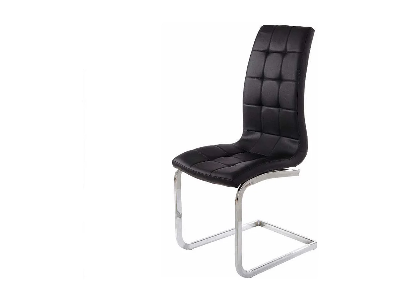 Schwingstühle in Schwarz Kunstleder verchromtem Metallgestell (Set)