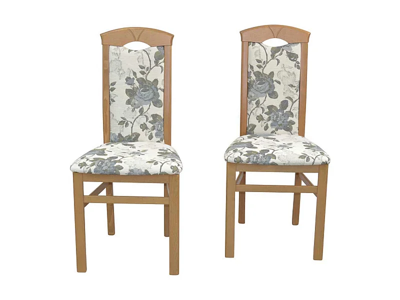 Polsterstuhl Set Esszimmer in Beige und Eichefarben hoher Lehne (2er Set)