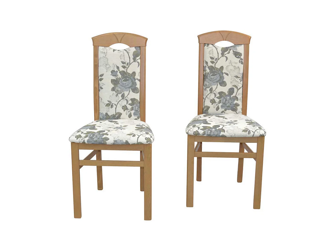 Polsterstuhl Set Esszimmer in Beige und Eichefarben hoher Lehne (2er Set)