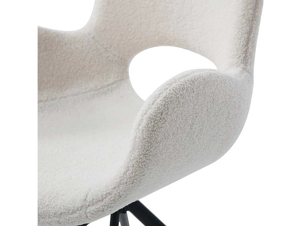 Polsterstuhl Esszimmer mit Bezug aus weißem Plüsch Armlehnen