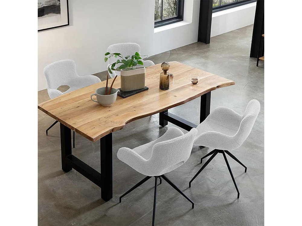 Polsterstuhl Esszimmer mit Bezug aus weißem Plüsch Armlehnen