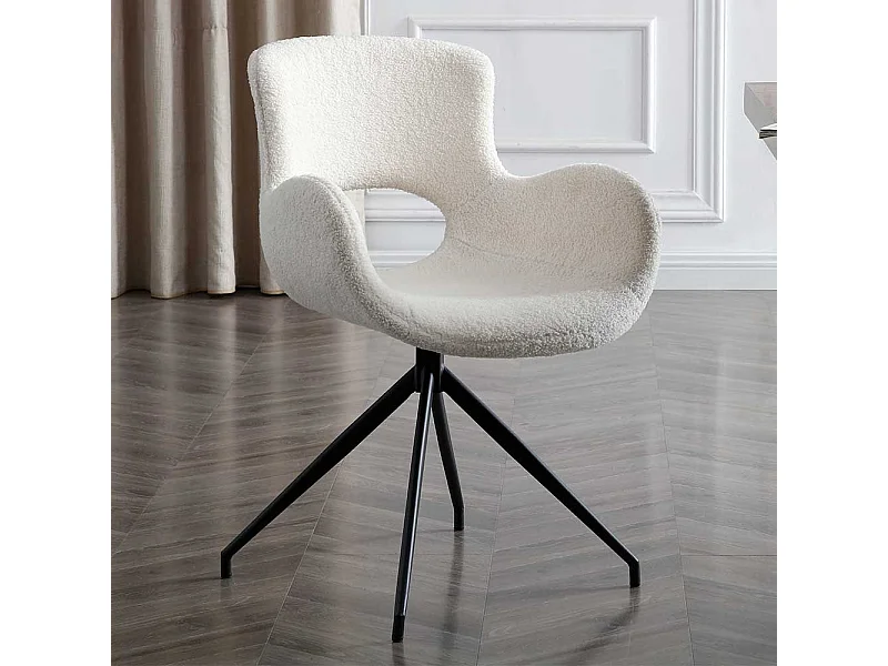 Polsterstuhl Esszimmer mit Bezug aus weißem Plüsch Armlehnen