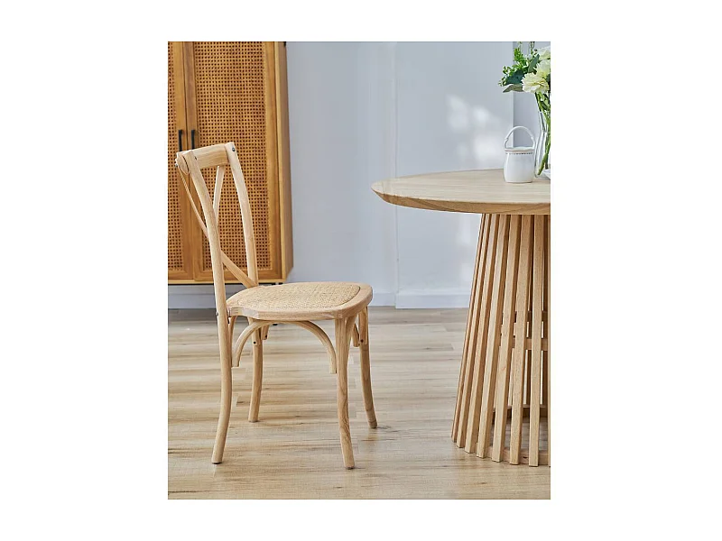 Esszimmerstuhl Bistrostühle aus Massivholz mit Zierverstrebungen (2er Set)