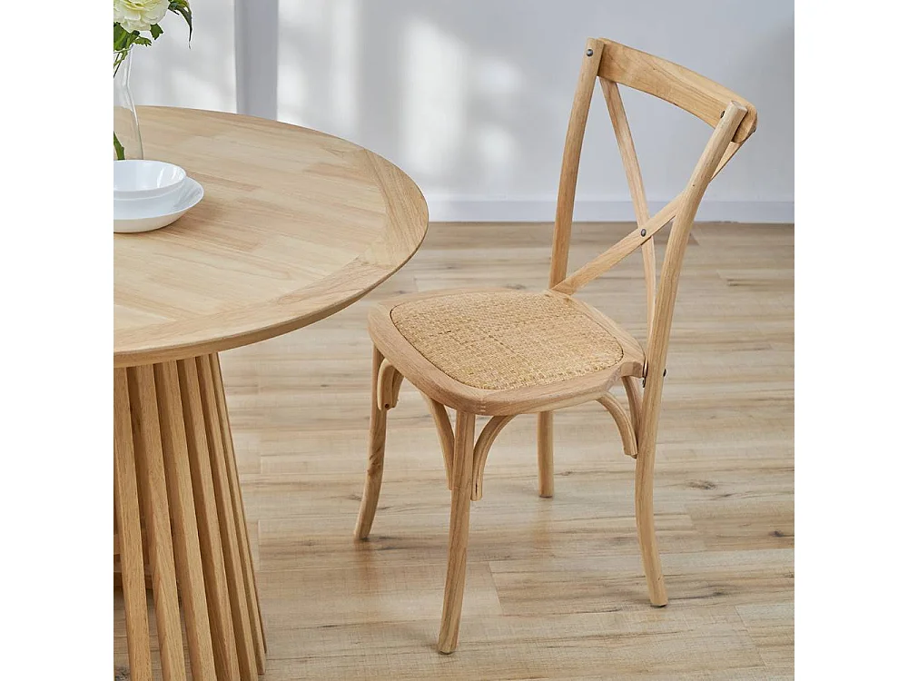 Esszimmerstuhl Bistrostühle aus Massivholz mit Zierverstrebungen (2er Set)