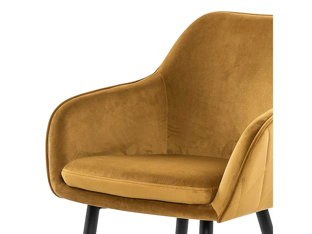 Polsterstühle in Gelb Samt Retro Design