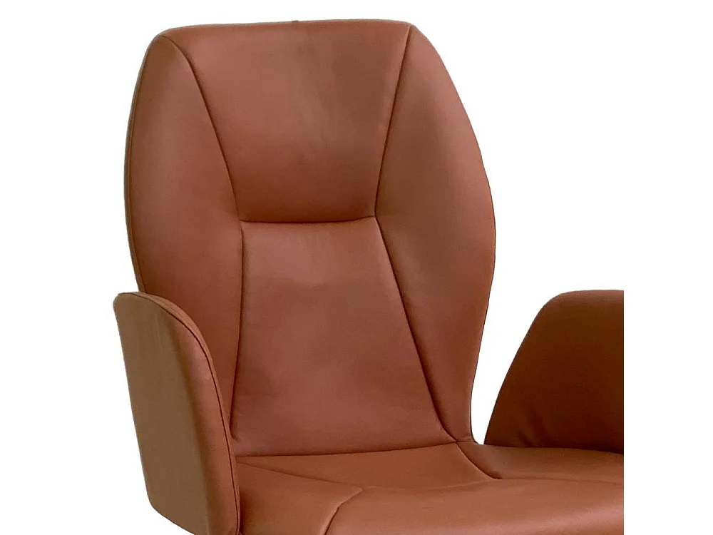 Esszimmerstuhl Armlehnstuhl in Cognac Braun mit Gestell aus Metall