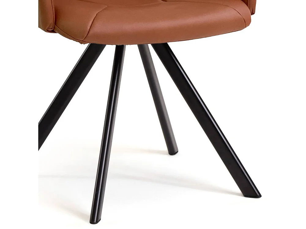 Esszimmerstuhl Armlehnstuhl in Cognac Braun mit Gestell aus Metall